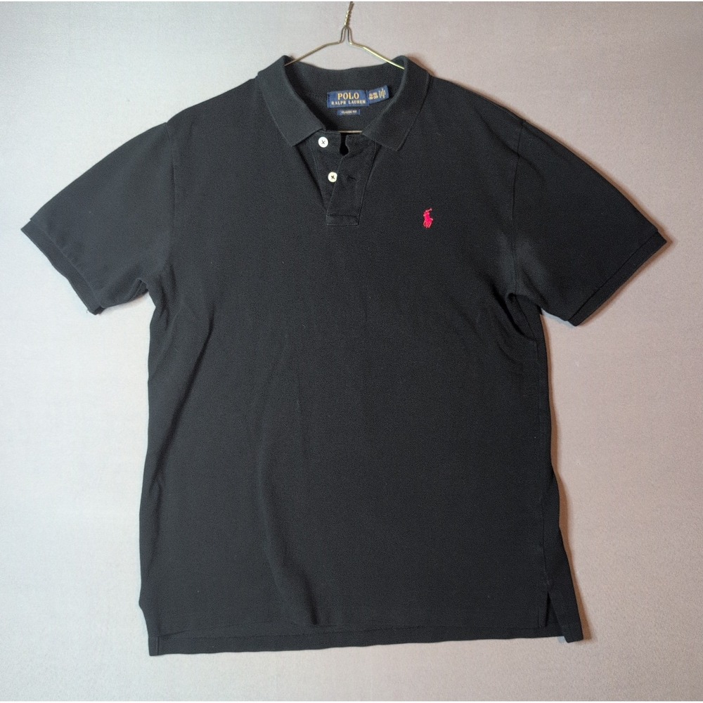 Polo Ralph Lauren Mens XL Black Classic Fit Short Sleeve Polo Shirt Logo
